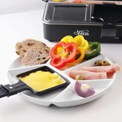 Fondue Plates Divided 5-Sections Round Ceramic Dinner Plates Set Of 4, Chip & Dip Serving Trays Perfect For Serving Fondue Food, Sauces And Condiments -KitchenAid Shop 41J7NeJU0BL