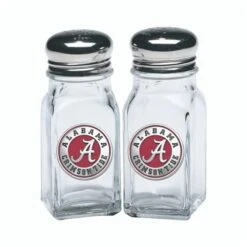 University Of Alabama Crimson Tide Salt And Pepper Shaker Set Of 2 Bottles | Expertly Crafted Pewter Glass