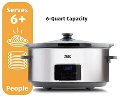 [New] ZingCook 6-Quart Digital Programmable Slow Cooker With Timer - Small Kitchen Appliance For Family Dinners - Serves 6+ People - Heat Settings: Keep Warm, Low And High -KitchenAid Shop 41JH6xWIg8L