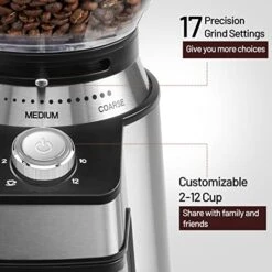 Conical Burr Coffee Grinder, Stainless Steel Electric Coffee Bean Grinder, Adjustable Burr Mill With 17 Precise Grind Settings From Coarse To Fine For French Press, Drip Coffee, Espresso