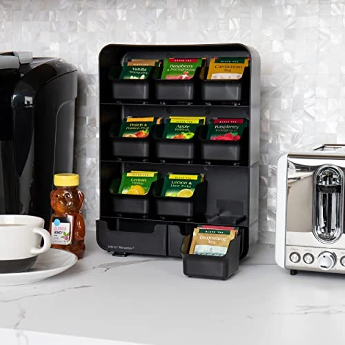 9 Removable Drawers Tea Bag Holder And Condiment Organizer, Black 4 9 Removable Drawers Tea Bag Holder And Condiment Organizer, Black - Image 2