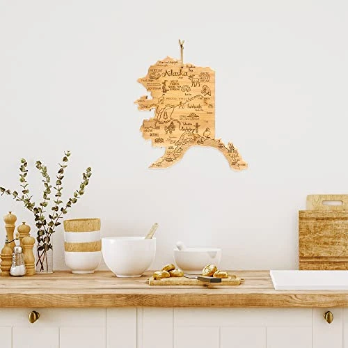 Destination Alaska State Shaped Serving And Cutting Board, Includes Hang Tie For Wall Display 4 Destination Alaska State Shaped Serving And Cutting Board, Includes Hang Tie For Wall Display - Image 2