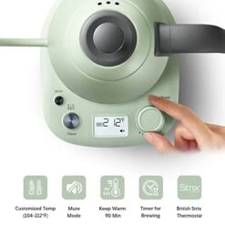 K821 Electric Gooseneck Kettle With Variable Temperature Control, Pour Over Coffee Tea Kettle, Durable 18/8 Stainless Steel, Auto Keep Warm & Built In Brewing Timer, 0.8L -KitchenAid Shop 41JRFlLXKKL