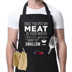 Miracu Funny Aprons For Men - Husband Gifts From Wife, Naughty Gifts For Husband - Fathers Day, Birthday Gifts For Men, Male Best Friend, Boyfriend, Fiance, Guy, Chef Him - BBQ Grilling Cooking Apron