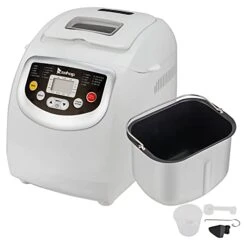 N/A BM8021 2LB Bread Maker Machine With Automatic Feeding Function,High Temperature Resistant Environmental Protection Plastic,White,110V 550W US Plug