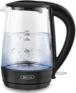 Bella 1.7 Liter Glass Electric Kettle, Quickly Boil 7 Cups Of Water In 6-7 Minutes, Soft Orange LED Lights Illuminate While Boiling, Cordless Portable Water Heater, Carefree Auto Shut-Off, White -KitchenAid Shop 41Jcdqd0D2S. AC
