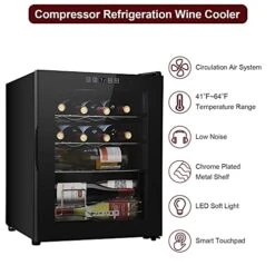 22 Inch Compressor Wine Cooler Refrigerator 16 Bottles,Large Freestanding Wine Cellar With Glass Door,41f-64f Digital Temperature Control Fridge For Red, White, Champagne Or Sparkling Wine -KitchenAid Shop 41JqTiSZxzL