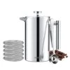 French Press 34oz, Double Insulated 304 Stainless Steel Coffee Press,Stainless Steel French Press With 5 Extra Fliters And 3 Additional Coffee Set(34oz, Sliver)