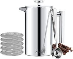 French Press 34oz, Double Insulated 304 Stainless Steel Coffee Press,Stainless Steel French Press With 5 Extra Fliters And 3 Additional Coffee Set(34oz, Sliver) 21 French Press 34oz, Double Insulated 304 Stainless Steel Coffee Press,Stainless Steel French Press With 5 Extra Fliters And 3 Additional Coffee Set(34oz, Sliver) -KitchenAid Shop 41K4s1hz3xL. AC 1