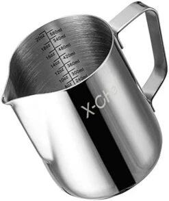 Milk Frothing Pitcher, X-Chef Milk Frother Cup, 20 Oz, Metal Frothing Cup Stainless Steel, Milk Steaming Pitcher Espresso Coffee Latte Frother Cup Barista Tools For Coffee Bar (600 Ml) -KitchenAid Shop 41K7Z2HtvvL. AC