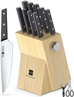 Ipurehome Knife Set Kitchen Knife Set, Professional 5 Pcs High Carbon German Stainless Steel Knife Set With Non-slip Wood Handles -KitchenAid Shop 41K8Yi7jkyL. AC