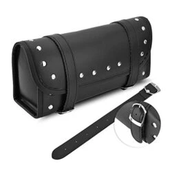 Motorcycle Motorbike Front Rear Fork Tool Bag Handlebar Bags Luggage Saddlebag Pouch Black PU Leather Roll Barrel Shape -KitchenAid Shop 41KDY6ntPvL