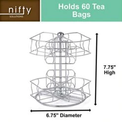 Nifty Tea Bag Spinning Carousel – 6 Compartments, Up To 60 Tea Bags Storage, Spins 360-Degrees, Lazy Susan Platform, Modern Chrome Design, Home Or Office Kitchen Counter Organizer -KitchenAid Shop 41KLpDd5urL