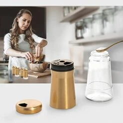 Bonris Copper Stainless Steel Salt And Pepper Shakers,Clear Bottom Jar Bottle Container With Stainless Steel Top,with Adjustable Pouring Hole -KitchenAid Shop 41KMRB7FJuS