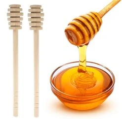 GIYOMI Wooden Honey Dipper Stick For Honey Jar Dispense Drizzle Honey,2 Pcs 6.3 Inch / 16cm Honey Dippers Sticks-Honeycomb Stick-Wooden Honey Spoon