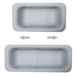 Collapsible Colander Over The Sink Drain Strainer Basket, Expandable Fruits And Vegetables Wash Kitchen Sink Strainer, Muzpz Multifunctional Retractable Plastic Kitchen Sink Strainer Basket(Grey)