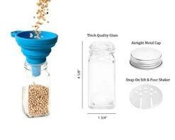 GONGSHI 3 Tier Cabinet Spice Rack Organizer With 21 Empty Glass Spice Jars (4oz), 386 Spice Labels, Chalk Marker And Funnel For Pantry Cupboard Or Countertop, Black -KitchenAid Shop 41KR6WwwCSS 1