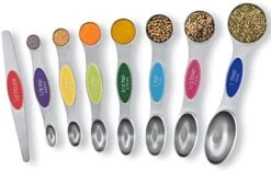 Measuring Spoons, 8 Sets Magnetic Measuring Spoons Dual Sided Stainless Steel Measuring Spoons Stackable Nesting Tablespoon Teaspoon, Fits In Spice Jars, For Dry Or Liquid Ingredients (Black) -KitchenAid Shop 41KSnoQoXKL. AC