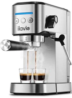 Espresso Machine, 20Bar Pump Espresso Coffee Machine With Steamer, Stainless Steel Cappuccino Latte Maker Easy To Use For Home Barista, 1350W
