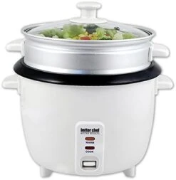 Asic Rice Cooker With Food Steamer | Glass Lid | Non-Stick | Cool-Touch | Paddle And Cup Included (20-CUP, White) -KitchenAid Shop 41KdU1HtQ4L. AC