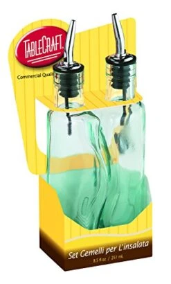 Gemellie Set Oil And Vinegar Bottles, Tinted, Green