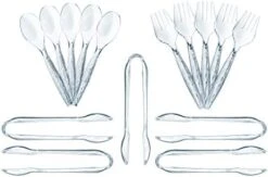 15 Piece Transparent Plastic Serving Utensils Set - Includes 10" Spoons, Tongs, Forks - Disposable Serving Trays And Platters For Kitchen Dining, Buffet Cutlery Sets, Trays For Serving Food (15pk) -KitchenAid Shop 41KpIUlOiL. AC