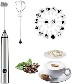 Milk Frother Handheld For Coffee Lattes Electric Foam Maker With 3 Whisks 3 Speed Rechargeable Drink Mixer Beater For Bulletproof Coffee Cappuccino Frappe Matcha (Black3.0) -KitchenAid Shop 41Krrjpk1DL. AC