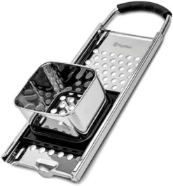 Authentic German Spaetzle Maker - Stainless Steel Egg Noodle Maker With Comfortable Rubber Grip - Easy To Fit Spaetzle Noodle Maker Over All Types Of Pots & Pans - Noodle Press -KitchenAid Shop 41KvjknIfrL. AC