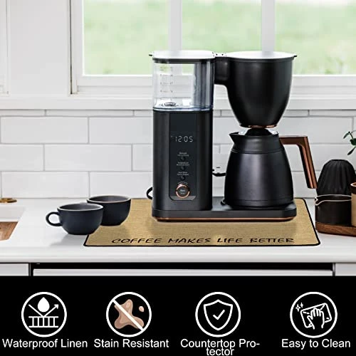 ETTORLER Coffee Mat, Waterproof Coffee Bar Mat Imitation Linen Surface (24x16x0.12IN) Thickened Upgrade DIATOM MUD Bottom Coffee Maker Mat Leak-Proof Coffee Mat For Countertops Table Espresso Machine 5 ETTORLER Coffee Mat, Waterproof Coffee Bar Mat Imitation Linen Surface (24x16x0.12IN) Thickened Upgrade DIATOM MUD Bottom Coffee Maker Mat Leak-Proof Coffee Mat For Countertops Table Espresso Machine - Image 3