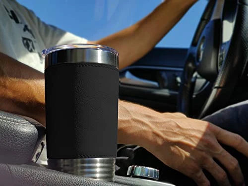 20oz Vacuum Insulated Tumbler Mug, Truck Cab, Personalized Engraving Included (Faux Leather, Black) 6 20oz Vacuum Insulated Tumbler Mug, Truck Cab, Personalized Engraving Included (Faux Leather, Black) - Image 4