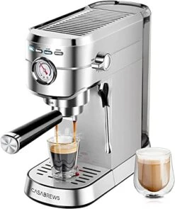 Espresso Machine 20 Bar, Professional Espresso Maker With Milk Frother Steam Wand, Compact Espresso Coffee Machine With 34oz Removable Water Tank For Cappuccino, Latte, Gift For Dad Or Mom