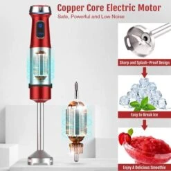 Immersion Hand Blender,500W-Stepless Speed 4-in-1 Smart Stick Blender With 800ml Mixing Beaker,Milk Frother,Egg Whisk For Smoothies/Puree Baby Food/Sauces/Soups,Red -KitchenAid Shop 41L8tQsoD5L