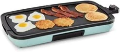 Dash Deluxe Everyday Electric Griddle With Dishwasher Safe Removable Nonstick Cooking Plate For Pancakes, Burgers, Eggs And More, Includes Drip Tray + Recipe Book, 20” X 10.5”, 1500-Watt - Aqua -KitchenAid Shop 41L9o1PfF7L. AC