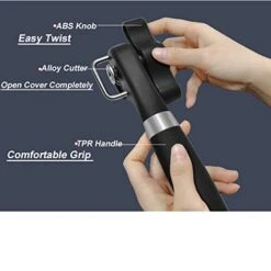 2022 New Premium Manual Can Opener, Handheld Smooth Edge Straight Handle Light Weight Hanging Portable Healthy Essential Kitchen Tool, Black, 8x2.4x1.6 Inches -KitchenAid Shop 41LBLqqbXsL