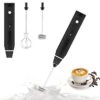 Milk Foamer Handheld, USB Rechargeable Electric Milk Frother, 2 Different Stainless Steel Whisks, 3 Levels Adjustable, Very Suitable For Bulletproof Coffee, Latte, Cappuccino, Hot Chocolate (Black) -KitchenAid Shop 41LCQDGGj2L