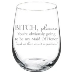 MIP Wine Glass Goblet Funny You're Obviously Going To Be My Maid Of Honor Will You Be My Proposal (17 Oz Stemless)