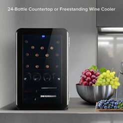 24 Bottle 26.8" Freestanding Wine Cellar, Low Noise Fast Cooling Wine Cooler Refrigerator With Upgraded Compressor & Digital Control For Red Wine & Drink, Tempered Glass Door (Black) 13 24 Bottle 26.8" Freestanding Wine Cellar, Low Noise Fast Cooling Wine Cooler Refrigerator With Upgraded Compressor & Digital Control For Red Wine & Drink, Tempered Glass Door (Black) -KitchenAid Shop 41LQ6f1piML