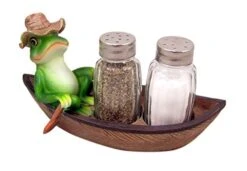 Croak Creek Canoe Resin Frog In Canoe Figurine With Glass Salt And Pepper Shaker Set Holder, 7 Inch -KitchenAid Shop 41LVjmyFiVL