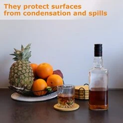 Coasters For Drinks With Holder, 6pcs Vintage Woven Coasters For Coffee Table, Water Absorbent Coaster Set, Handmade Braided Fabric Coasters, Home Decor Gifts (Brown) -KitchenAid Shop 41LYTVJFxfL