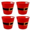 GENERIC LLE Plastic Buckets With Handles, Red Santa Belt Round Basket, Multi-Purpose Container Decorative Home Kitchen Candy Bars Vase Toy Baskets For Christmas Winter Holiday Party Supplies Set Of 4