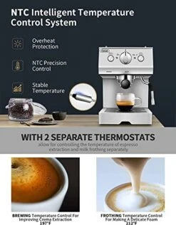 Manual Espresso Machines Espresso Machines 20 Bar Fast Heating Automatic Cappuccino Coffee Maker With Foaming Milk Frother Wand For Espresso, Latte Macchiato, 1.2L Removable Water Tank -KitchenAid Shop 41Lkq8f0HJL