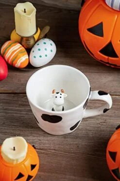 Cow Ceramic Cup Hidden 3D Animal Inside Mug,Cute Cartoon Handmade Figurine Mugs,Holiday And Birthday Gift For Coffee Milk Tea Lovers,12 OZ(White,Black) -KitchenAid Shop 41Loh10ySEL