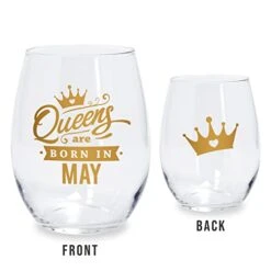 Irthday Gifts For Women - Queens Are Born In May - Taurus And Gemini - 21oz Stemless Wine Glass - Unique Horoscope Gifts For Her - Happy Birthday Gifts For Moms, Best Friends, Sisters -KitchenAid Shop 41LovcVT3EL