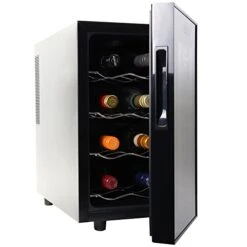 8 Bottle Wine Cooler, Black, Thermoelectric Wine Fridge, 0.8 Cu. Ft. (23L), Freestanding Urban Series Wine Refrigerator, Red, White And Sparkling Wine Storage For Kitchen And Apartment