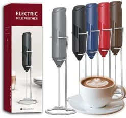 Electric Milk Frother Handheld, Battery Operated Whisk Beater Foam Maker For Coffee, Cappuccino, Latte, Matcha, Hot Chocolate, Mini Drink Mixer,Multi-Function Blender,Frother With Stand(Red) -KitchenAid Shop 41LrSaW2jcL. AC