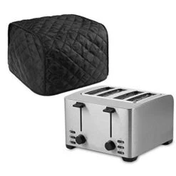 4 Slice Toaster Cover, Polyester Fabric Quilted Four Slice Toaster Appliance Dust-proof Cover For Kitchen Small Appliance Dust Cover And Fingerprint Protection (Black) -KitchenAid Shop 41LspVkL7WL