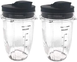 Joystar Bullet Replacement Cups 12oz Cup With Lid For 900W 1000W Nutri Ninja Pro Series&Auto IQ Series&Ninja® Nutri-Blender Pro With Auto-iQ®, 1100-Watt, Personal Blender - BN400, BN400C, BN401, BN401C,NB401WBKT, CL401A, CL405CO/ Works With: BN750, BN750C, BN751, BN751C, BN800, BN800C, BN801, BN801C, DB751A BL910,AMZ493BRN,AMZ012BL (2, 12oz) -KitchenAid Shop 41LwSsmOV L. AC