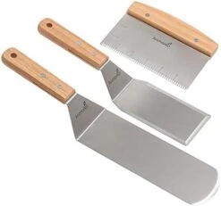 Professional Metal Spatula Set - Stainless Steel Spatula And Griddle Scraper - Heavy Spatula Griddle Accessories Great For Cast Iron Griddle BBQ Flat Top Grill - Commercial Grade -KitchenAid Shop 41Lz50 PIvL. AC