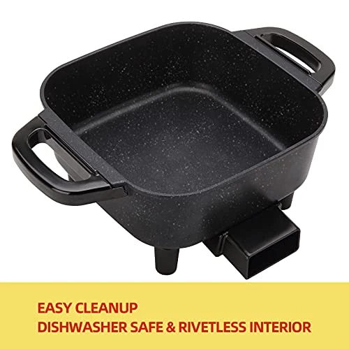 Aoran Small Skillet Electric Non-Stick Square,8 Inch Electric Frying Pan With Tempered Glass Vented Lid,Mini Personal Electric Skillet Indoor,Black,1000 Watts 5 Aoran Small Skillet Electric Non-Stick Square,8 Inch Electric Frying Pan With Tempered Glass Vented Lid,Mini Personal Electric Skillet Indoor,Black,1000 Watts - Image 3