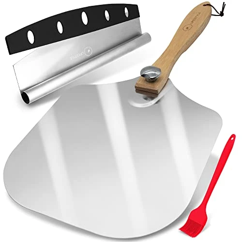Gnite Lifestyle Pizza Peel Set - Pizza Spatula 12"x14" + Pizza Rocker Cutter + Pastry Brush - Aluminum Metal Pizza Peel 12 Inch W/Foldable Wood Handle For Easy Storage-Homemade For Pizza/Baking/Bread 4 Gnite Lifestyle Pizza Peel Set - Pizza Spatula 12"x14" + Pizza Rocker Cutter + Pastry Brush - Aluminum Metal Pizza Peel 12 Inch W/Foldable Wood Handle For Easy Storage-Homemade For Pizza/Baking/Bread - Image 2